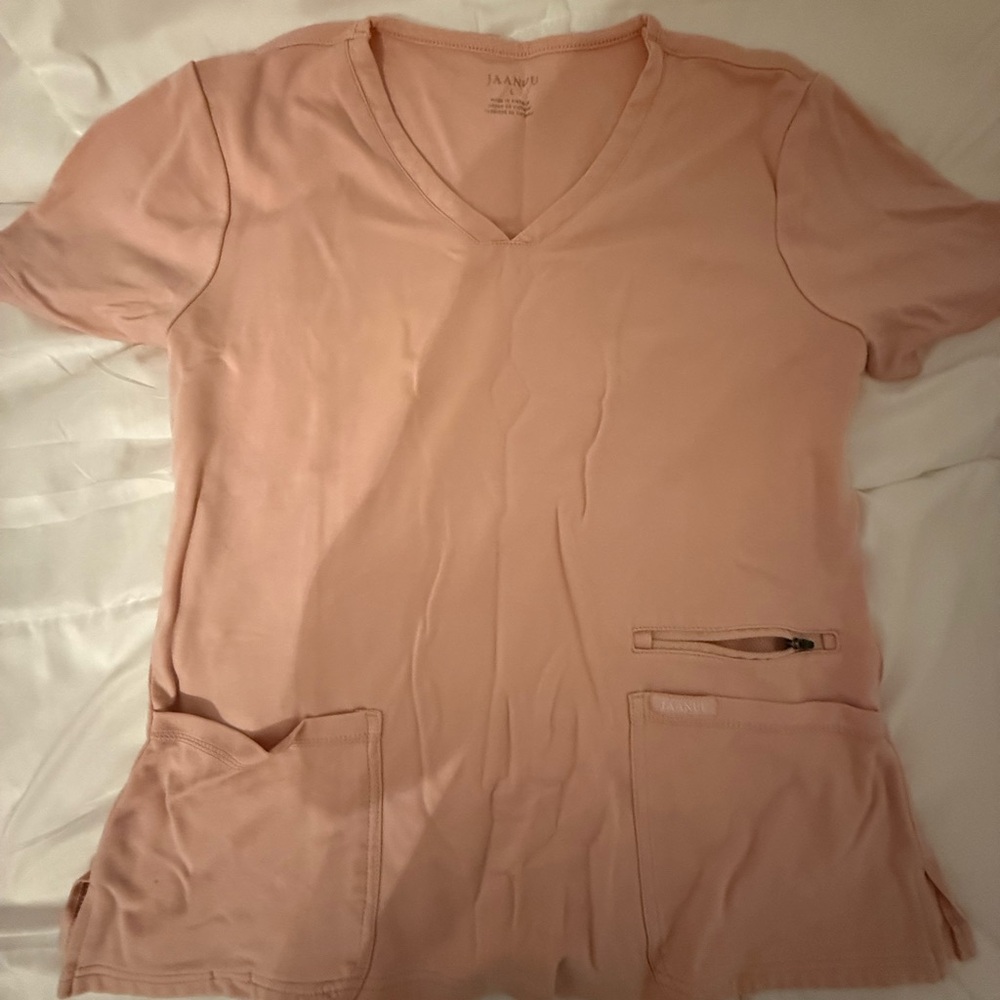 Jaanuu Women's Pink V-Neck Top + other fuchsia scrub top
